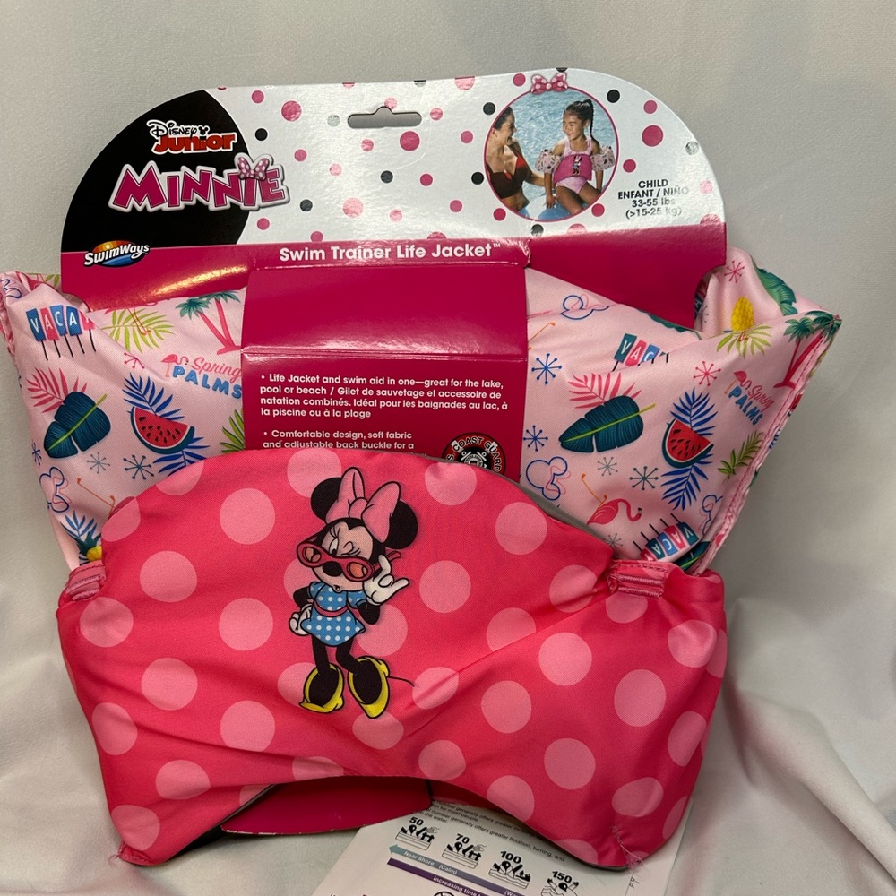 Sumer bundle- SwimWays Minnie Mouse Life Jacket & 2 pack sunsquad beach towels - Picture 2 of 7